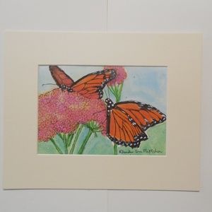 Monarch Butterly on Milkweed Watercolor Painting